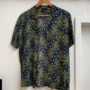Navy Palm Tree Button Up Shirt